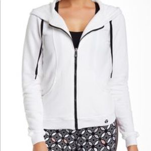 Trina Turk White Hoodie with Mesh back detail